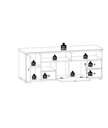 Ensemble de meubles de salon en bois, 4 pièces Bazna Large Natur / Gris foncé pas cher chine