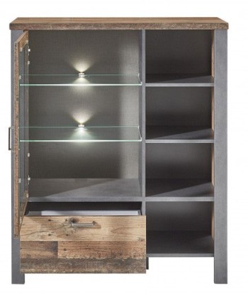 Vitrine palette, avec 1 porte et 1 tiroir Chelsea Small Naturel / Graphite, l109xA40xH129 cm Comparez plus de prix