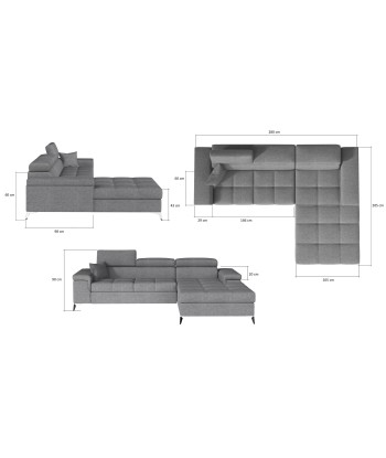 Coltar Extensibil Ricky cu Lada de Depozitare, Sezlong pe Dreapta, Tetiere Reglabile, Perna Inclusa, l280xA205xH70-90 cm offre 