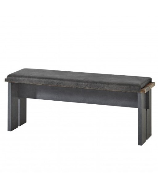 Banc tapissé de cuir écologique Chelsea Gris, l126xA40xH49 cm À commander