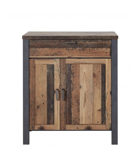 Armoire palette 2 portes et 1 tiroir Chelsea Naturel / Graphite, l94xA40xH105 cm chez Cornerstreet bien 