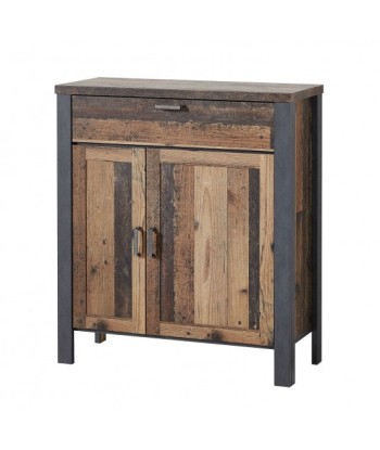 Armoire palette 2 portes et 1 tiroir Chelsea Naturel / Graphite, l94xA40xH105 cm chez Cornerstreet bien 