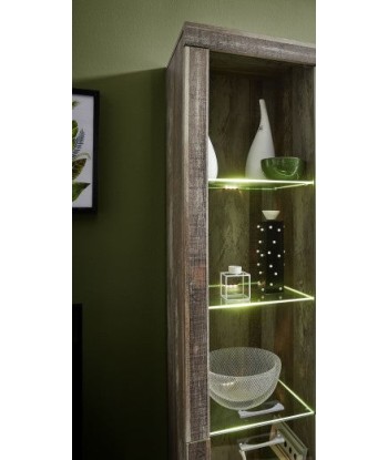 Vitrine en aggloméré et MDF, avec 4 portes Krone Graphite / Natur, l87xA38xH202 cm pas cher chine