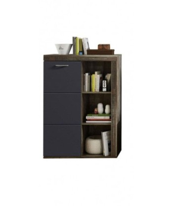 Meuble aggloméré et MDF, avec 1 porte Krone Graphite / Natur, l87xA38xH125 cm offre 