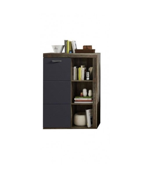 Meuble aggloméré et MDF, avec 1 porte Krone Graphite / Natur, l87xA38xH125 cm offre 