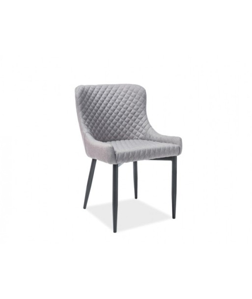 Chaise rembourrée avec tissu et pieds en métal Colin B Gris / Noir, l51xA45xH84 cm pas cheres