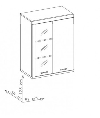 Vitrine suspendue en aggloméré et MDF, avec 2 portes Krone Graphite / Natur, l87xA38xH123 cm Les magasins à Paris et en Île-de-France