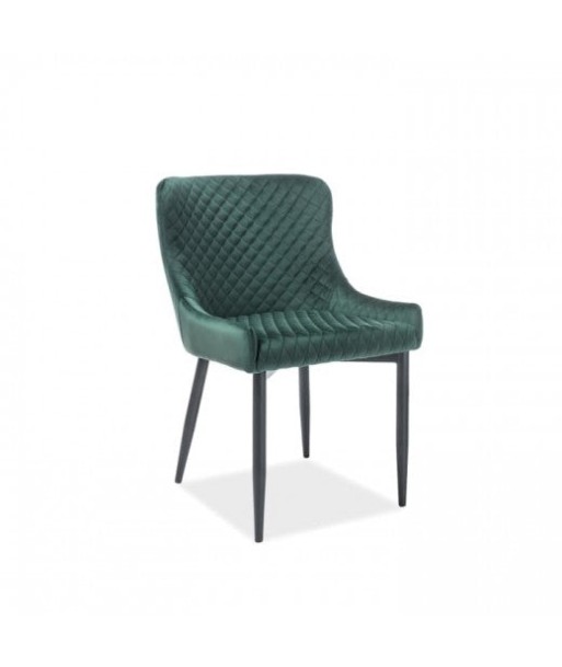 Chaise rembourrée avec tissu et pieds en métal Colin B Velours Vert Foncé / Noir, l52xA61xH82 cm Profitez des Offres !