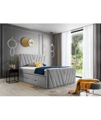 Pat rabatabil cu lada de depozitare, tapitat cu stofa, Candys Boxspring Nube prix