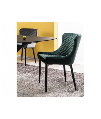 Chaise rembourrée avec tissu et pieds en métal Colin B Velours Vert Foncé / Noir, l52xA61xH82 cm Profitez des Offres !