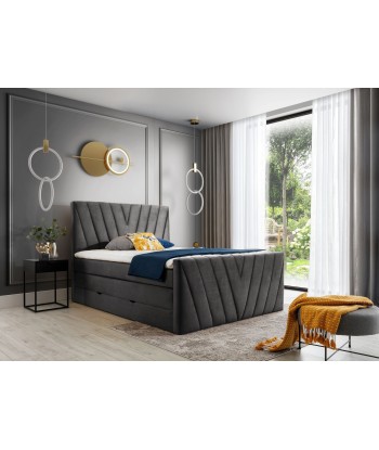 Pat rabatabil cu lada de depozitare, tapitat cu stofa, Candys Boxspring Nube prix