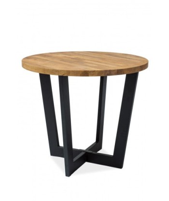 Table en métal et bois Cono Noir / Chêne naturel, Ø90xH78 cm outlet