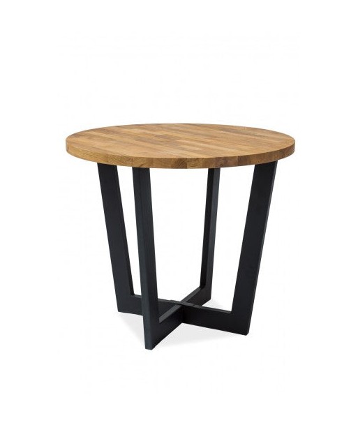 Table en métal et bois Cono Noir / Chêne naturel, Ø90xH78 cm outlet