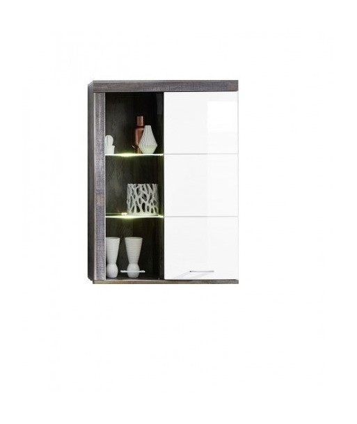 Vitrine suspendue en aggloméré et MDF, avec 2 portes Krone Blanc / Natural, l87xA38xH123 cm en ligne des produits 