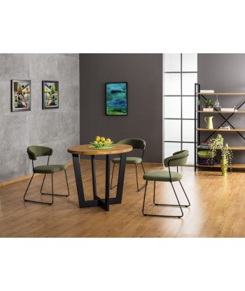 Table en métal et bois Cono Noir / Chêne naturel, Ø90xH78 cm outlet