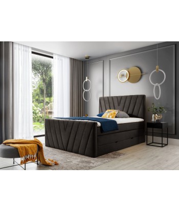 Pat rabatabil cu lada de depozitare, tapitat cu stofa, Candys Boxspring Nube prix