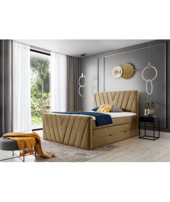 Pat rabatabil cu lada de depozitare, tapitat cu stofa, Candys Boxspring Nube prix