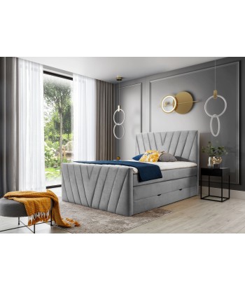 Pat rabatabil cu lada de depozitare, tapitat cu stofa, Candys Boxspring Nube prix