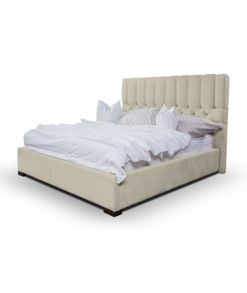 Lit rembourré en tissu, Cadre de lit pliant avec espace de rangement, Brennero, Beige solde