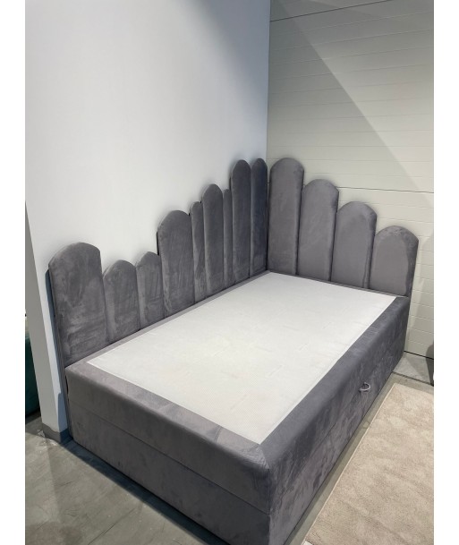 Lit pliant / canapé avec coffre de rangement, recouvert de tissu Bumps, Gauche, Gris est présent 