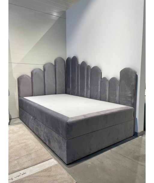 Lit pliant / canapé avec coffre de rangement, recouvert de tissu Bumps, Droite, Gris meilleur choix