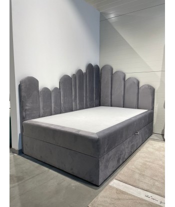 Lit pliant / canapé avec coffre de rangement, recouvert de tissu Bumps, Gauche, Gris est présent 