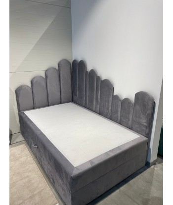 Lit pliant / canapé avec coffre de rangement, recouvert de tissu Bumps, Droite, Gris meilleur choix