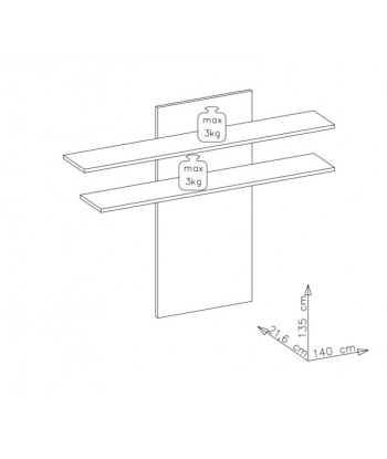 Etagère suspendue en aggloméré et MDF Krone Tall Natur, l140xA22xH135 cm soldes