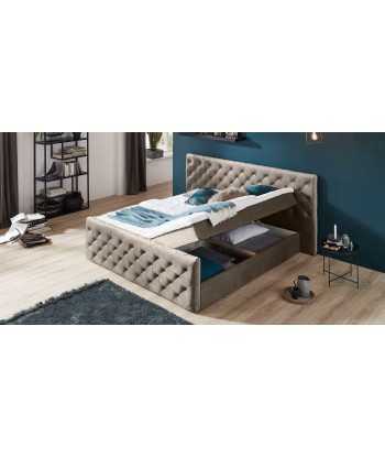 Lit pliant avec coffre de rangement, recouvert de tissu, Lauria, Boxspring Velvet, Grej vous aussi creer 