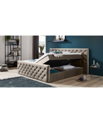 Lit pliant avec coffre de rangement, recouvert de tissu, Lauria, Boxspring Velvet, Grej vous aussi creer 