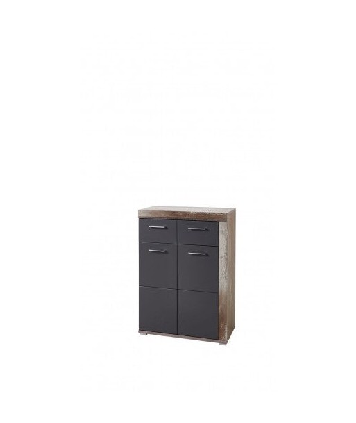 Meuble en bois aggloméré et MDF, avec 1 tiroir et 2 portes Krone Graphite / Natur, l77xA38xH107 cm prix pour 