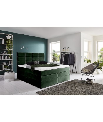 Lit pliant avec coffre de rangement, recouvert de tissu, Meran Boxspring Velvet, Vert foncé 2 - 3 jours ouvrés.