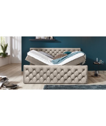 Lit pliant avec coffre de rangement, recouvert de tissu, Lauria, Boxspring Velvet, Grej vous aussi creer 