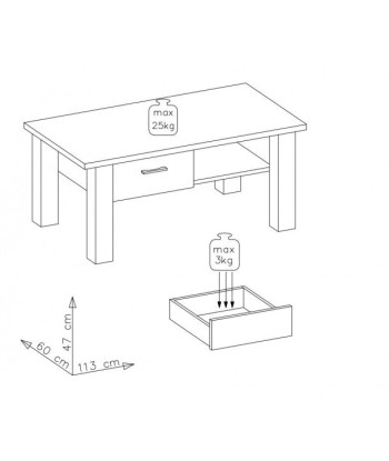 Table basse Chip avec 1 tiroir Krone Natur, L113xl60xH47 cm chez Cornerstreet bien 