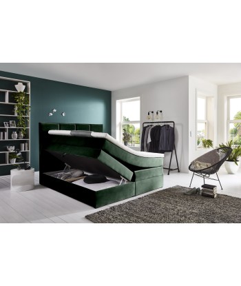 Lit pliant avec coffre de rangement, recouvert de tissu, Meran Boxspring Velvet, Vert foncé 2 - 3 jours ouvrés.