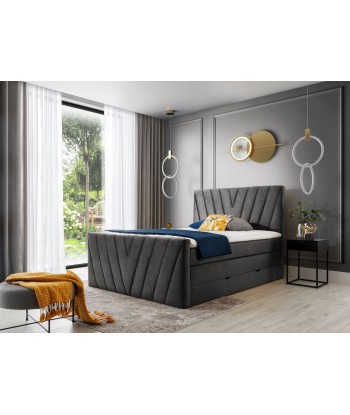 Pat rabatabil cu lada de depozitare, tapitat cu stofa, Candys Boxspring Nube prix