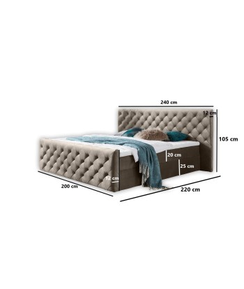 Lit pliant avec coffre de rangement, recouvert de tissu, Lauria, Boxspring Velvet, Grej vous aussi creer 