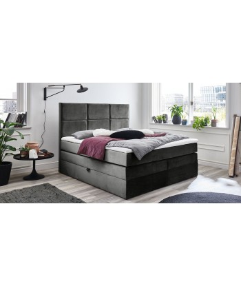 Lit pliant avec coffre de rangement, recouvert de tissu, York Boxspring, Velours Anthracite français