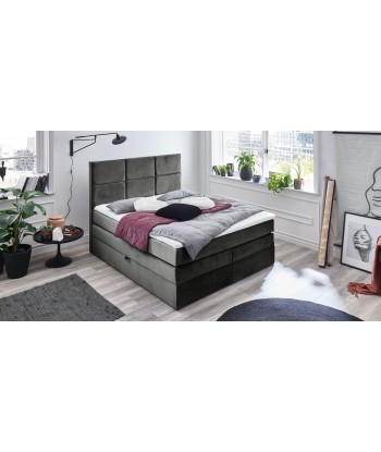 Lit pliant avec coffre de rangement, recouvert de tissu, York Boxspring, Velours Anthracite français