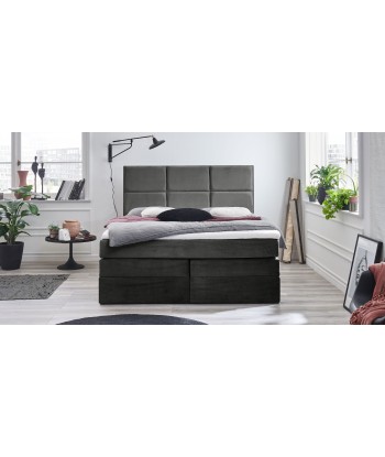 Lit pliant avec coffre de rangement, recouvert de tissu, York Boxspring, Velours Anthracite français