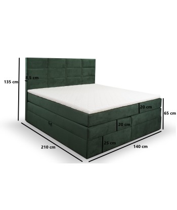 Lit pliant avec coffre de rangement, recouvert de tissu, Meran Boxspring Velvet, Vert foncé 2 - 3 jours ouvrés.