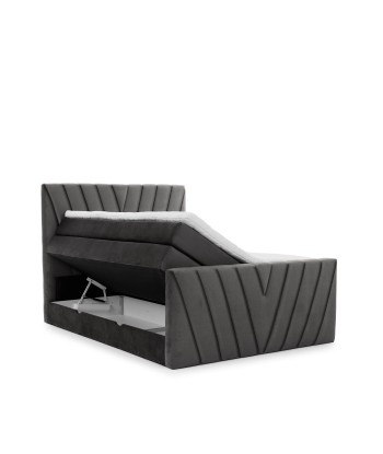 Pat rabatabil cu lada de depozitare, tapitat cu stofa, Candys Boxspring Nube prix