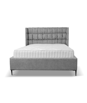 Lit rembourré en tissu, Cadre de lit pliant avec espace de rangement, Viviene, Gris pas cher 