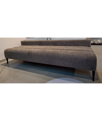 Banquette rembourrée avec pieds en tissu et métal, Piombino Marron / Noir, l174xL47xH37 cm de France