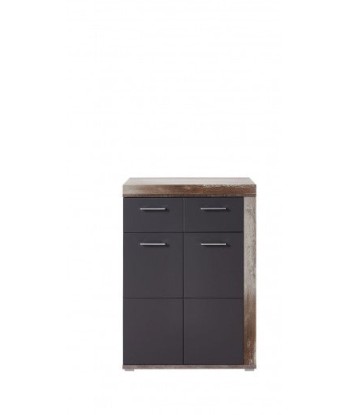 Meuble en bois aggloméré et MDF, avec 1 tiroir et 2 portes Krone Graphite / Natur, l77xA38xH107 cm prix pour 