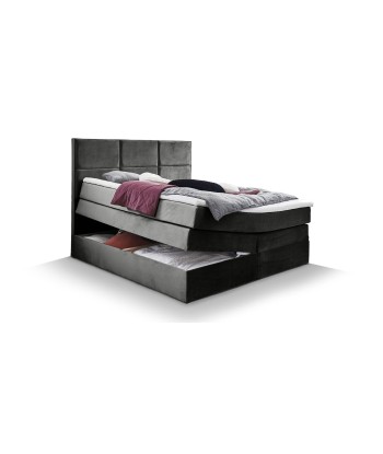 Lit pliant avec coffre de rangement, recouvert de tissu, York Boxspring, Velours Anthracite français