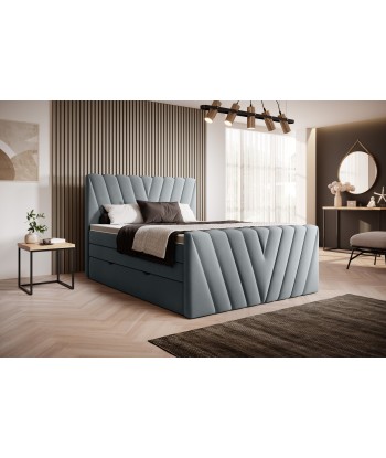 Pat rabatabil cu lada de depozitare, tapitat cu stofa, Candys Boxspring Nube prix