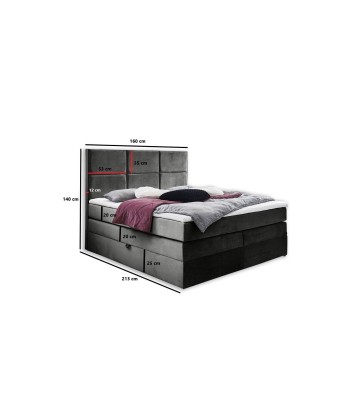 Lit pliant avec coffre de rangement, recouvert de tissu, York Boxspring, Velours Anthracite français