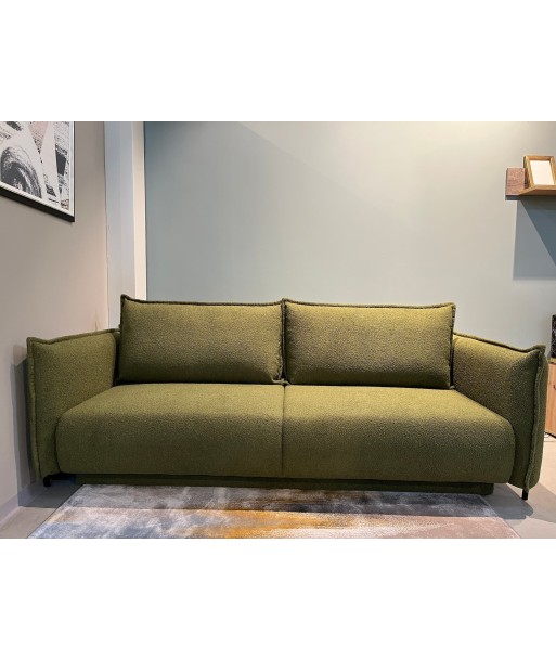 Canapé Extensible, 3 Places, Coffre de Rangement, Rembourré en Tissu, Oreillers Inclus, Amalia Vert Olive, L232xL105xH90 cm paiement sécurisé