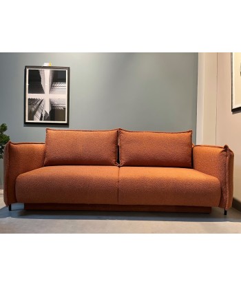 Canapé Extensible, 3 Places, Coffre de Rangement, Tapissé de Tissu, Coussins Inclus, Amalia, Brique, L232xH105xH90 cm à prix réduit toute l'année